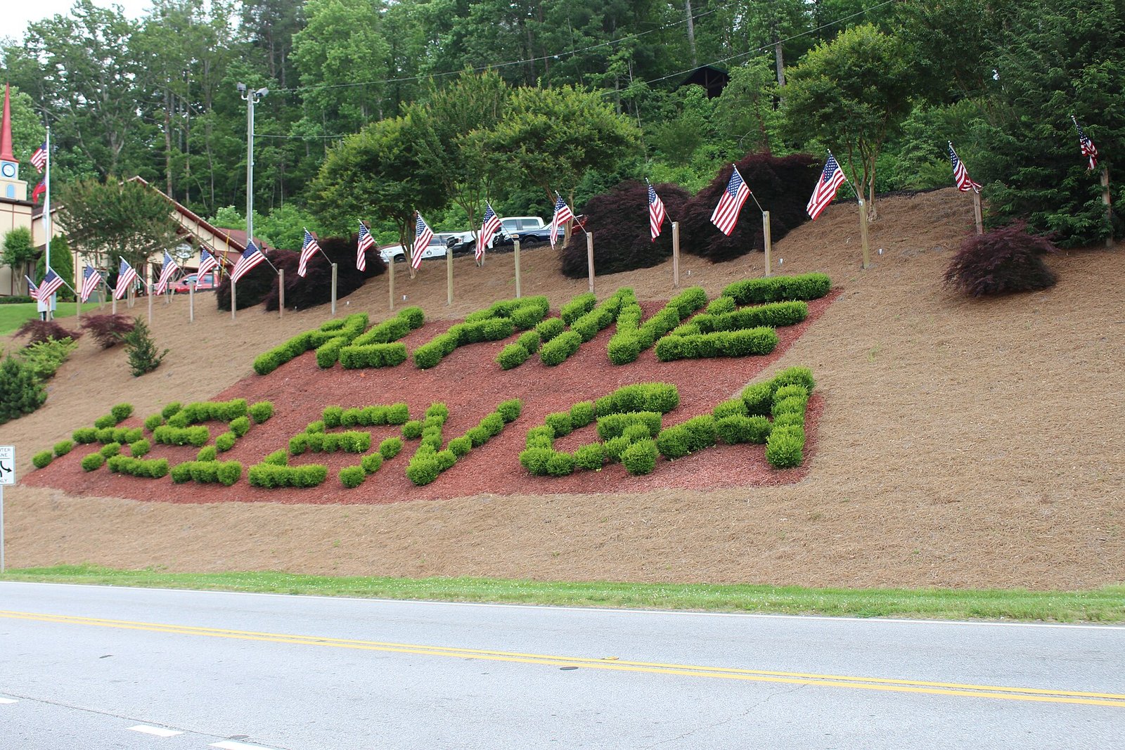 Chattahoochee River running through downtown Helen, Georgia