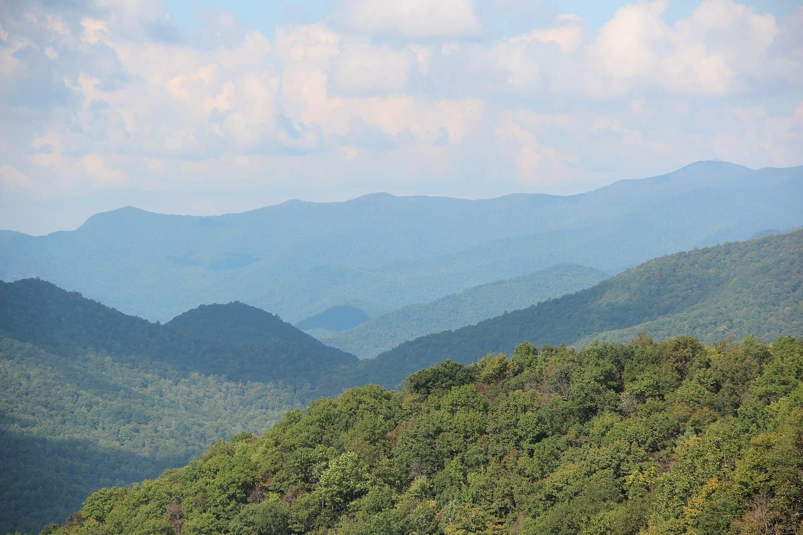 Blue Ridge Mountains and Brasstown Bald, the highest point in Georgia, seen from Union County in October