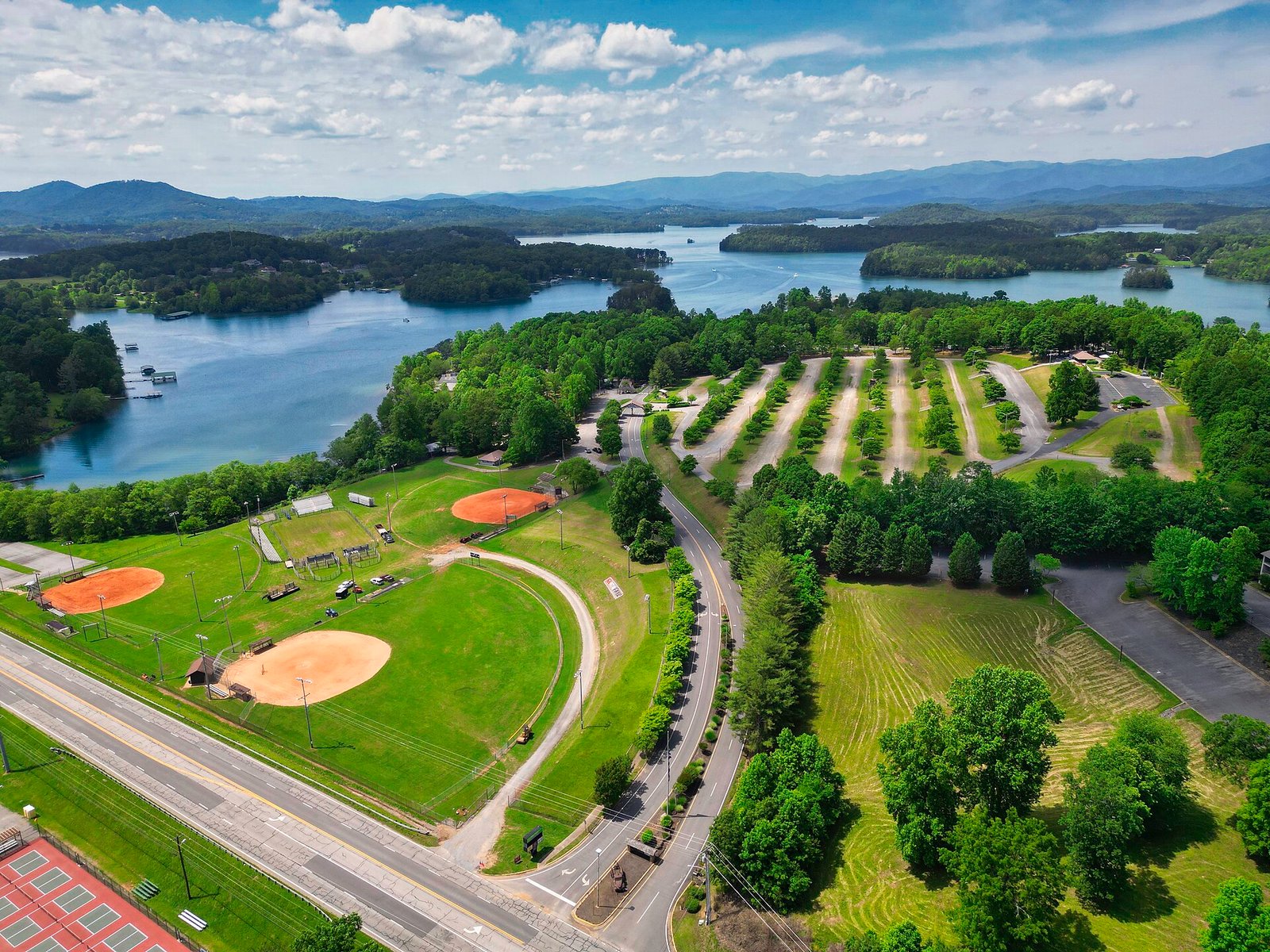 Lake Chatuge with North Georgia mountains in the background near Hiawassee, Georgia