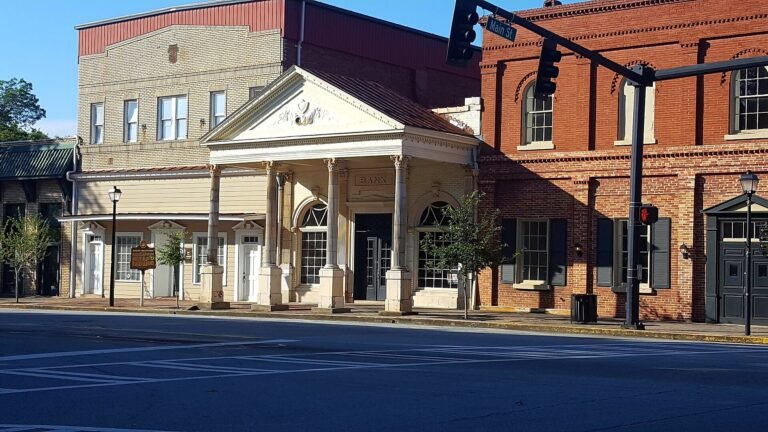Historic storefronts on North Main Street in Madison, Georgia