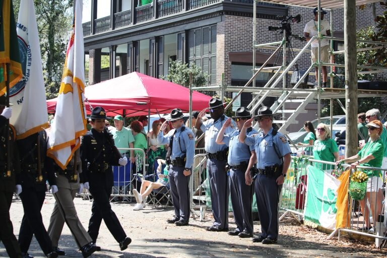 Crowds lining Bull Street for the Savannah St. Patrick's Day parade