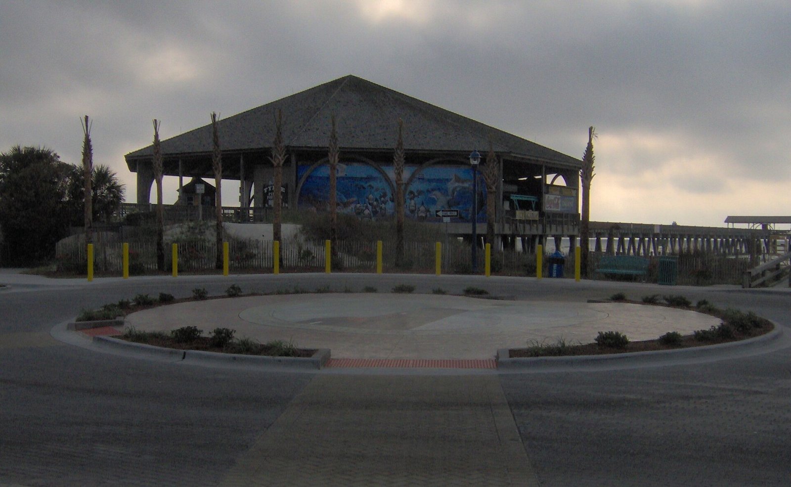 Wooden boardwalk beach access crossover over the dunes at Tybee Island