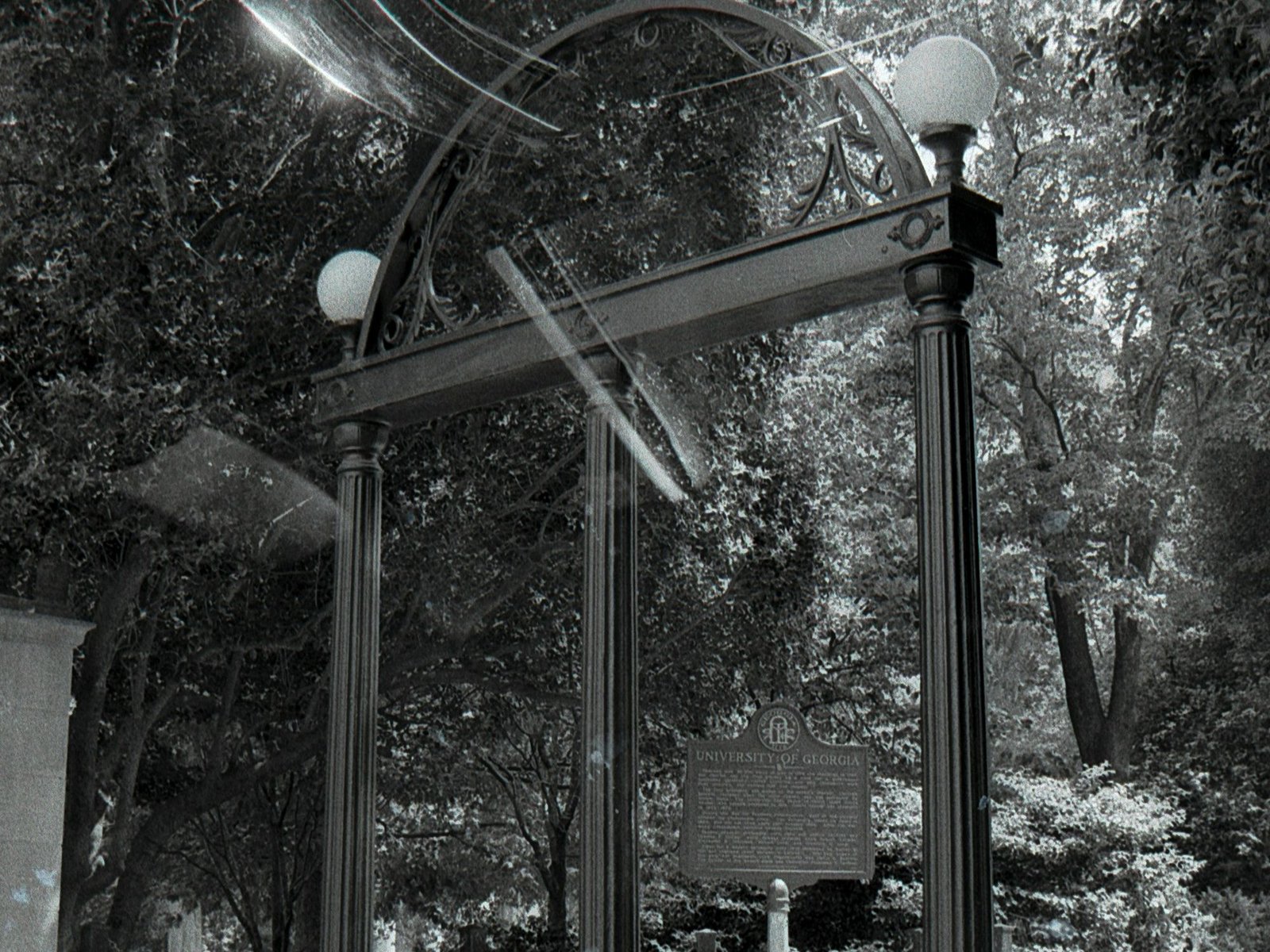 The UGA Arch in black and white at the University of Georgia in Athens, Georgia